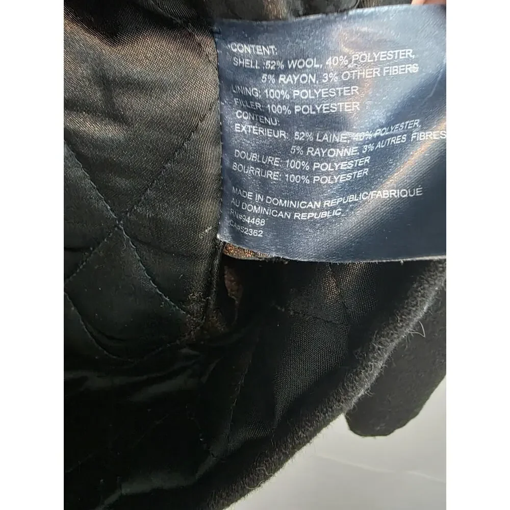 NAUTICA Men's Classic Double-Breasted Peacoat Coat Quilted Lining Black Sz M